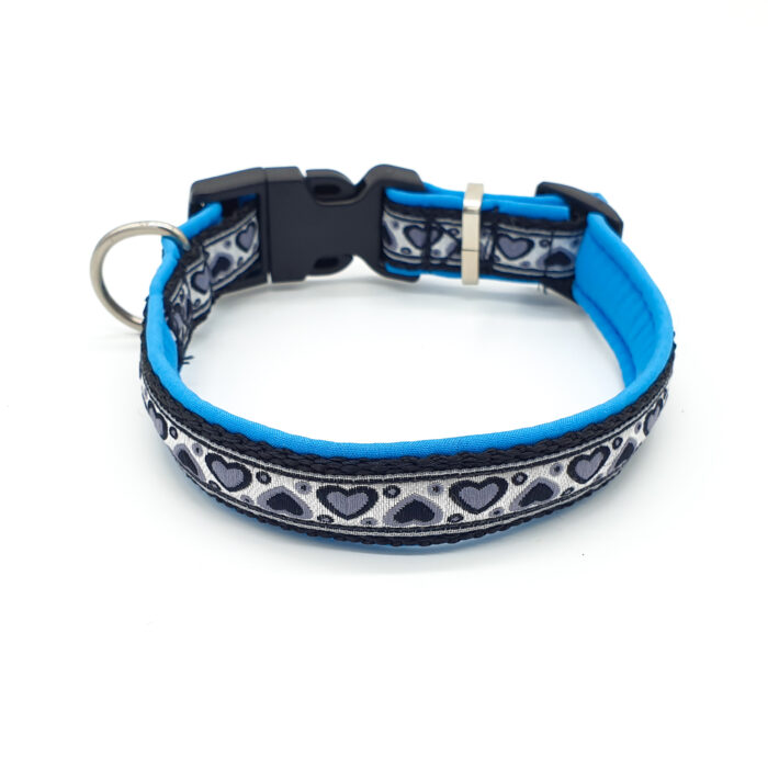 Welpenhalsband 30cm Herzen_grau_schwarz_blau